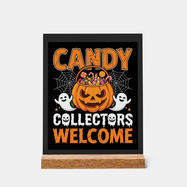 Halloween Candy Collectors Welcome Pumpkin Vector  Acrylic Sign (Front)