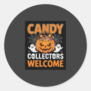 Halloween Candy Collectors Welcome Pumpkin Vector Classic Round Sticker
