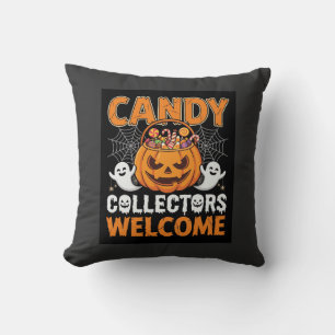 Halloween Candy Collectors Welcome Pumpkin Vector Cushion
