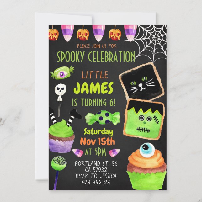 Halloween Candy Cookies Kids Birthday Invitation  (Front)
