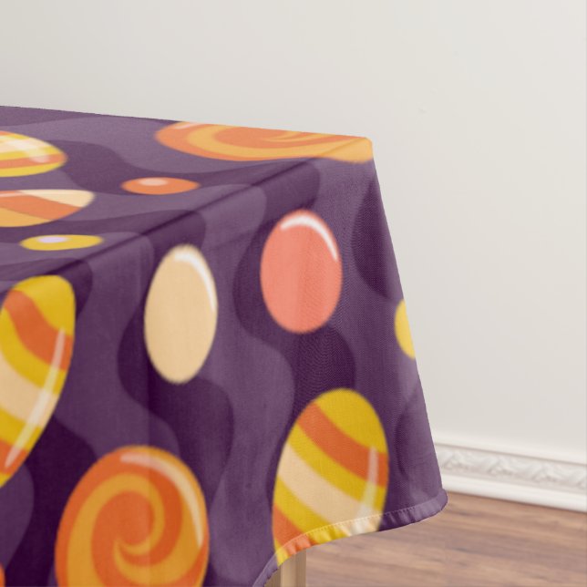 Halloween Candy Corn Candies on Purple Tablecloth (In Situ)