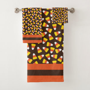 Halloween Candy Corn Colourful Pattern Bath Towel Set
