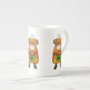 HALLOWEEN CANDY CORN COSTUME MOUSE BONE CHINA MUG