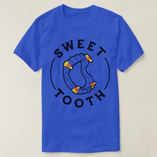 Halloween Candy Corn Fangs Sweet Tooth T-Shirt (Design Front)