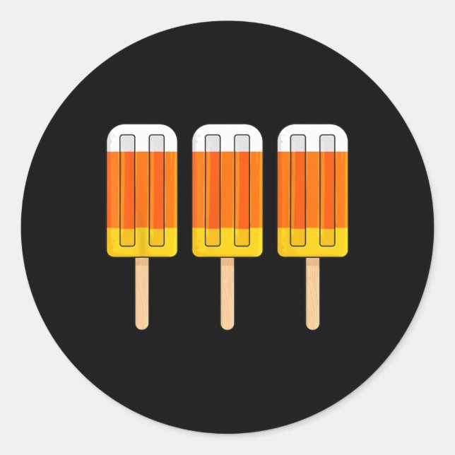Halloween Candy Corn Fun Ice Cream Popsicles  Classic Round Sticker (Front)