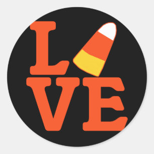 Halloween Candy Corn LOVE Classic Round Sticker