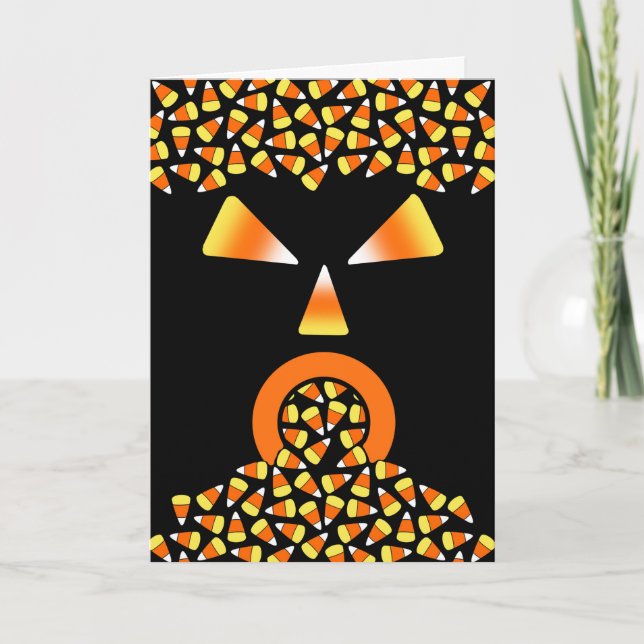 Halloween Candy Corn Monster Eating Sweets Card (Front)
