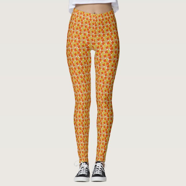 Halloween Candy Corn Pattern any colour background Leggings (Front)