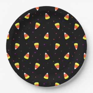 Halloween Candy Corn Pattern Paper Plate