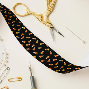 Halloween Candy Corn Pattern Satin Ribbon