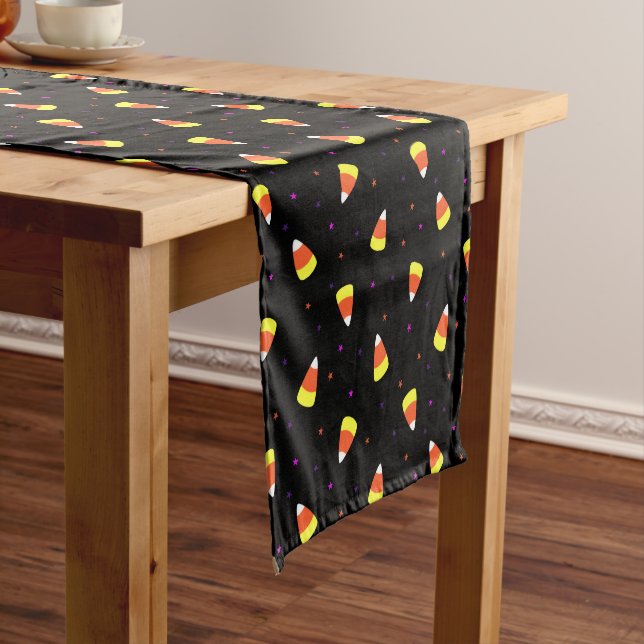 Halloween Candy Corn Pattern Short Table Runner (In Situ)