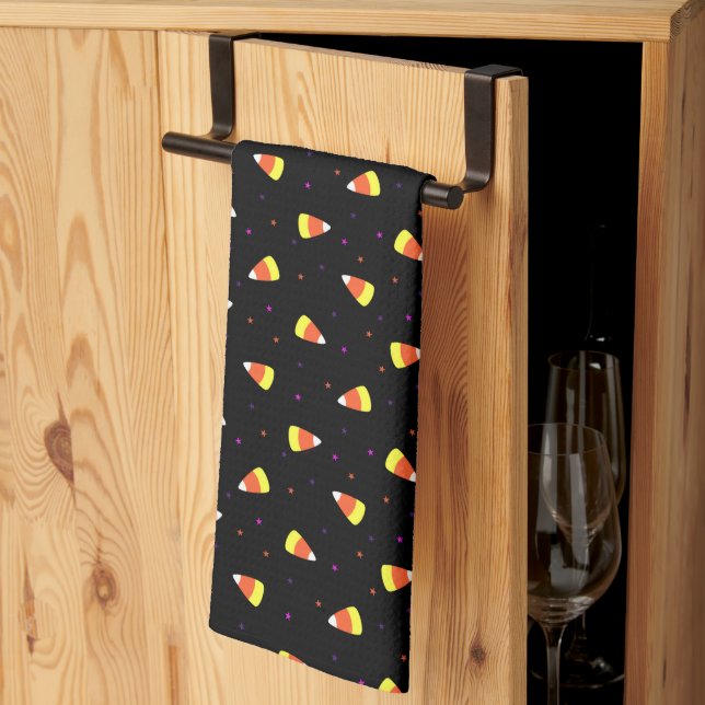 Halloween Candy Corn Pattern Tea Towel (Thirds Fold)