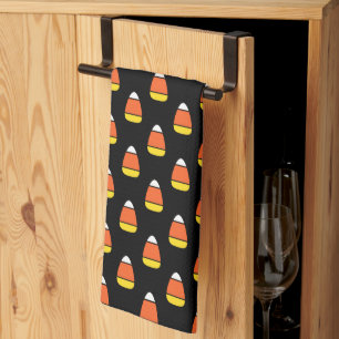 Halloween Candy Corn Pattern Tea Towel