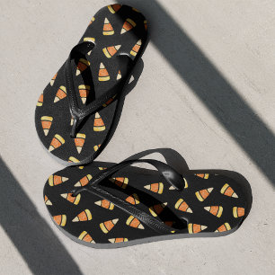 Halloween Candy Corn Print Flip Flops