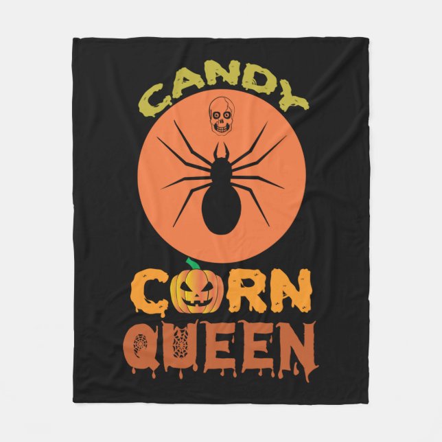 Halloween Candy Corn Queen Birthday Fleece Blanket (Front)