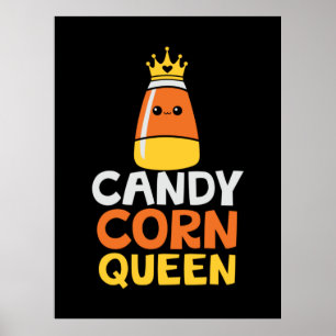 Halloween Candy Corn Queen Crown Cute Birthday Poster