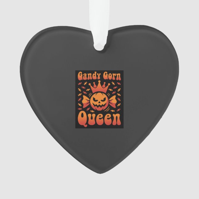 Halloween Candy Corn Queen Retro Vector Design Ornament (Front)