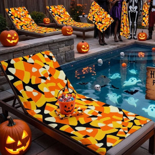 Halloween Candy Corn Seamless Pattern Beach Towel