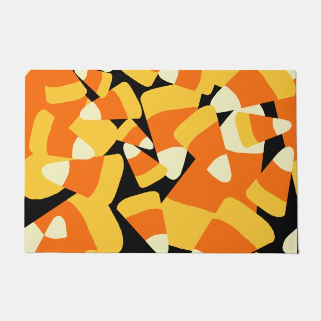 Halloween Candy Corn Seamless Pattern Doormat (Front)