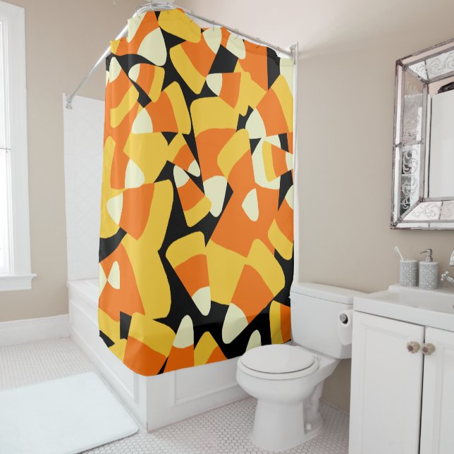 Halloween Candy Corn Seamless Pattern Shower Curtain (In Situ)