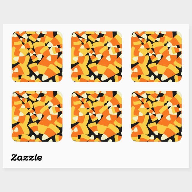 Halloween Candy Corn Seamless Pattern Square Sticker (Sheet)