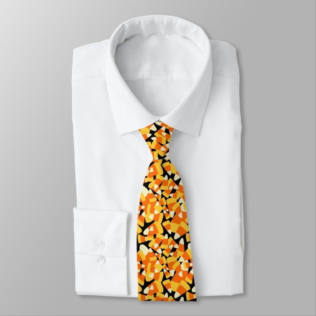 Halloween Candy Corn Seamless Pattern Tie (Tied)