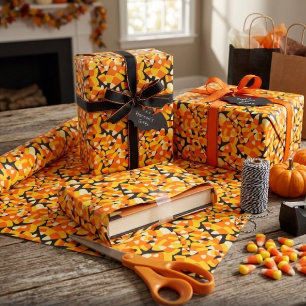 Halloween Candy Corn Seamless Pattern Wrapping Paper
