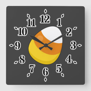 Halloween Candy Corn Square Wall Clock