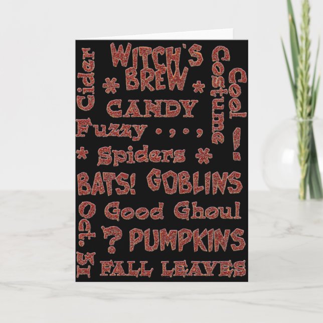 Halloween Candy Costume Oct 31 Orange and Black Card (Front)