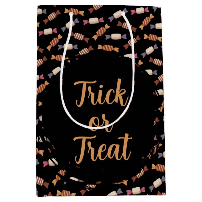 Halloween candy design pattern medium gift bag (Front)