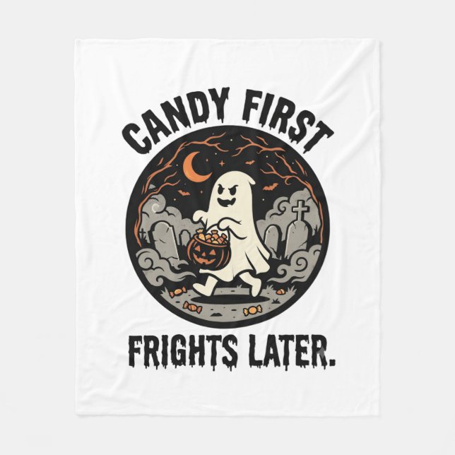 Halloween Candy Frights Night Fleece Blanket (Front)