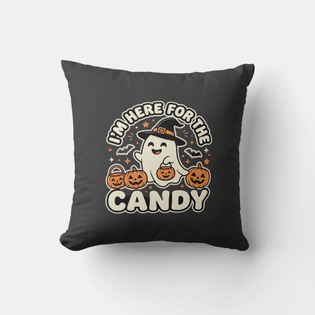 Halloween Candy Ghost Pumpkin Design Cushion (Front)
