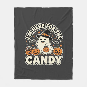 Halloween Candy Ghost Pumpkin Design Fleece Blanket