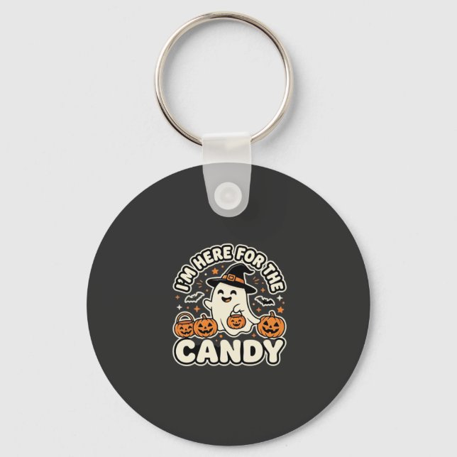 Halloween Candy Ghost Pumpkin Design Key Ring (Front)