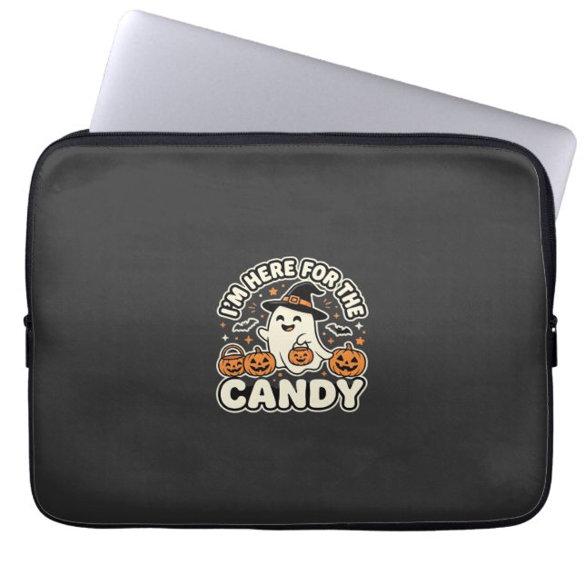 Halloween Candy Ghost Pumpkin Design Laptop Sleeve (Front)