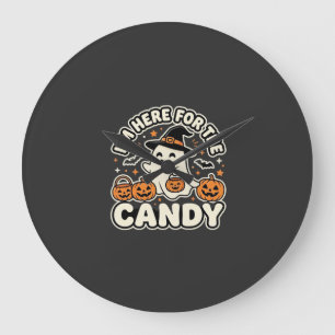 Halloween Candy Ghost Pumpkin Design Large Clock