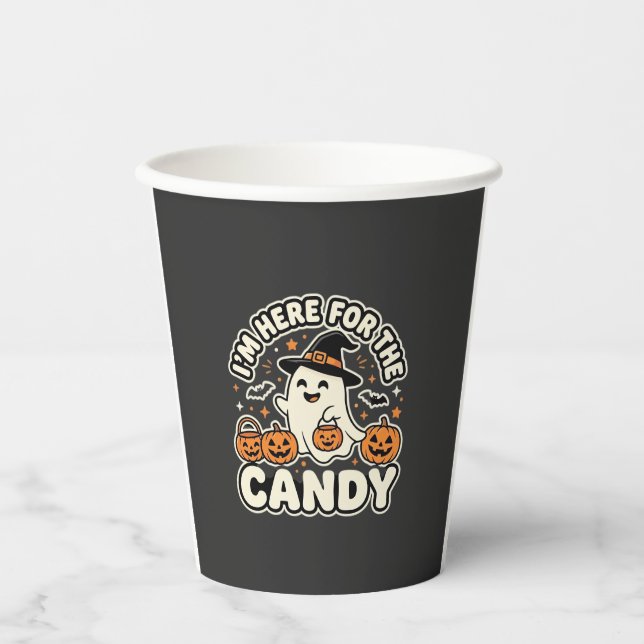 Halloween Candy Ghost Pumpkin Design Paper Cups (Front)