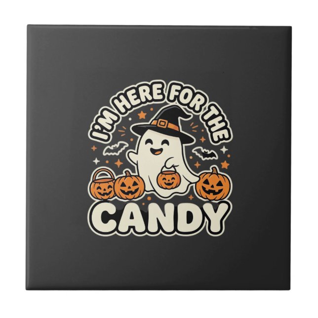 Halloween Candy Ghost Pumpkin Design Tile (Front)