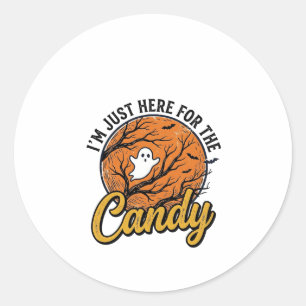 Halloween Candy Ghost Vintage Vector Design_1 Classic Round Sticker