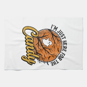 Halloween Candy Ghost Vintage Vector Design_1 Tea Towel