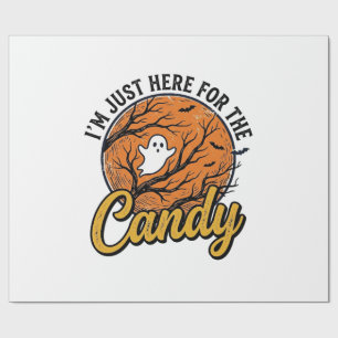 Halloween Candy Ghost Vintage Vector Design_1 Wrapping Paper