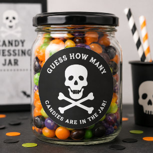 Halloween Candy Guessing Jar Skull Sticker
