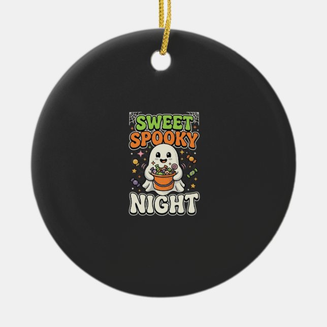 Halloween Candy Haunt Night Ceramic Tree Decoration (Front)