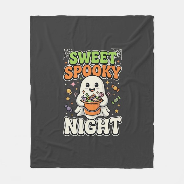 Halloween Candy Haunt Night Fleece Blanket (Front)