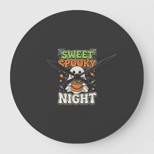 Halloween Candy Haunt Night Large Clock