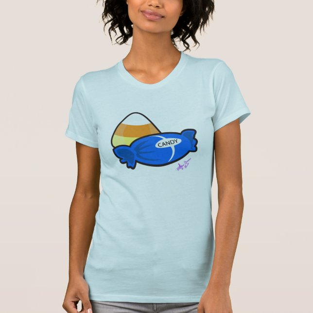 Halloween Candy Light Blue Fine Jersey T-Shirt (Front)
