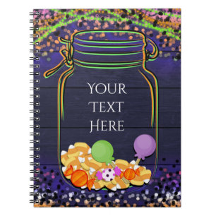 Halloween Candy Mason Jar Party Glowing Custom Notebook