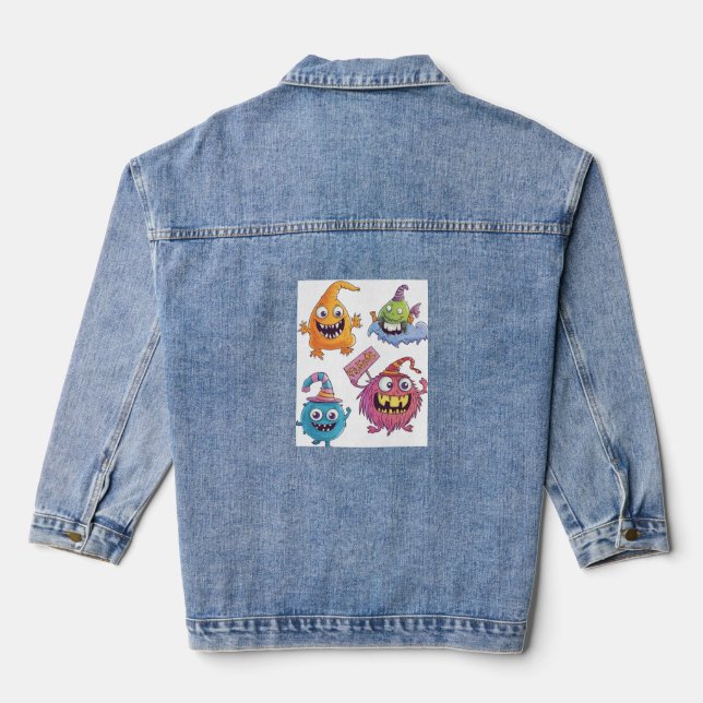 Halloween Candy Monster Parade Denim Jacket (Back)