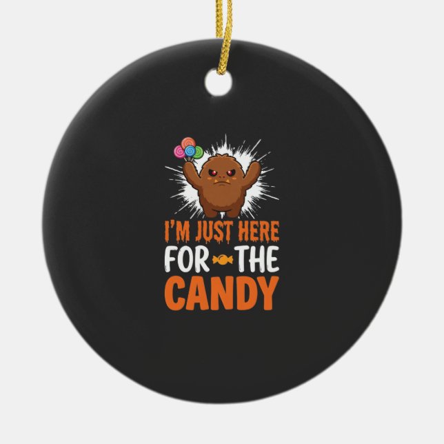 Halloween Candy Monster Quote Design Ceramic Tree Decoration (Front)