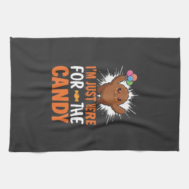 Halloween Candy Monster Quote Design Tea Towel (Horizontal)